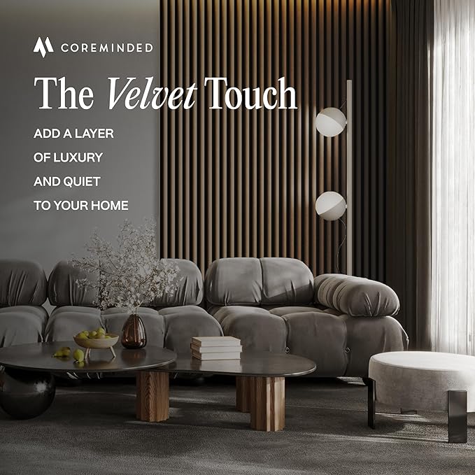 4-Pack Wood Slat Wall Panel – Velvet-Covered Wood Panels for Wall, Acoustic Panels for Interior Decor, Decorative Slat Paneling for Home, Office, Studio (Smoked Oak)