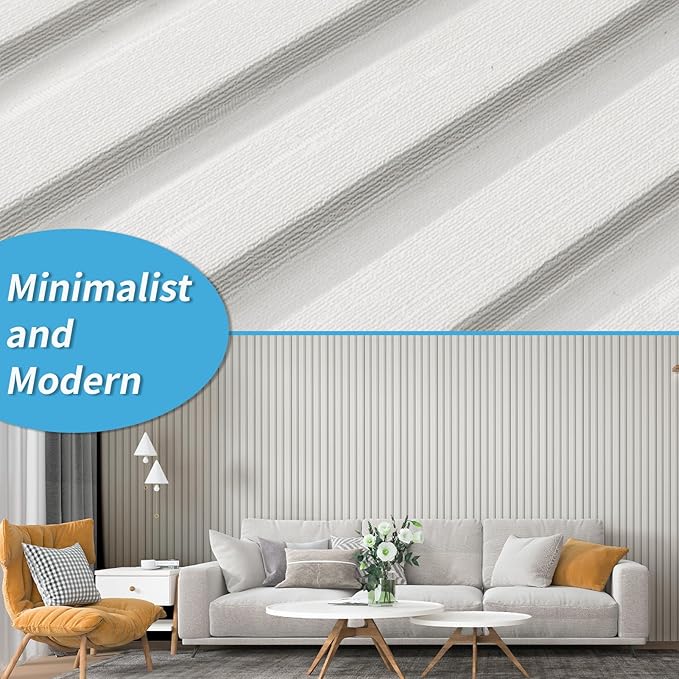 Art3d 8 Pack 96" x 6" WPC Slat Wall Panels, 3D Fluted Panel for Interior Wall Decor, TV Background, Bedroom, Living Room - Off-White