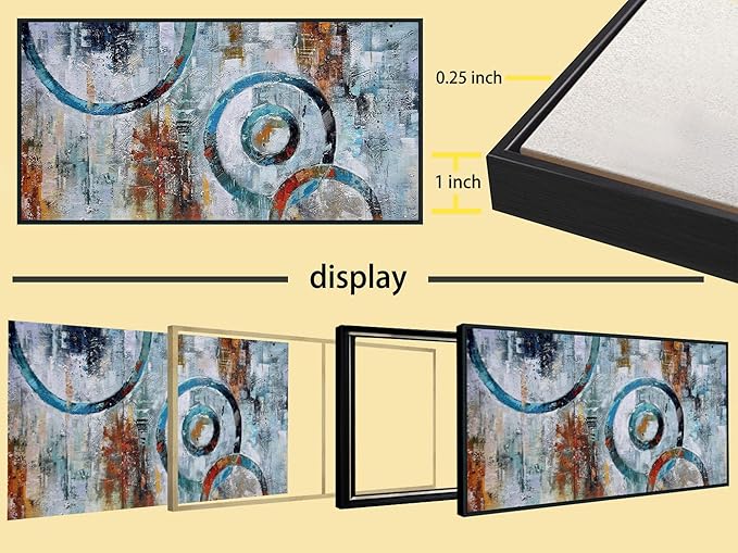 Arjun Abstract Wall Art Modern Grey Brown Picture Geometric Canvas Circle Block Painting, Large Size Simple Artwork Ready to Hang Framed for Bedroom Living Room Bathroom Home Office Wall Décor 40"x20"