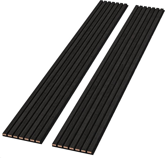 2-Pack 94” x 12.6” Acoustic Wood Wall Panels – 3D Slat Soundproofing for Walls & Ceilings – Elegant Decorative Panels for Modern Interior Design (Jet Black)