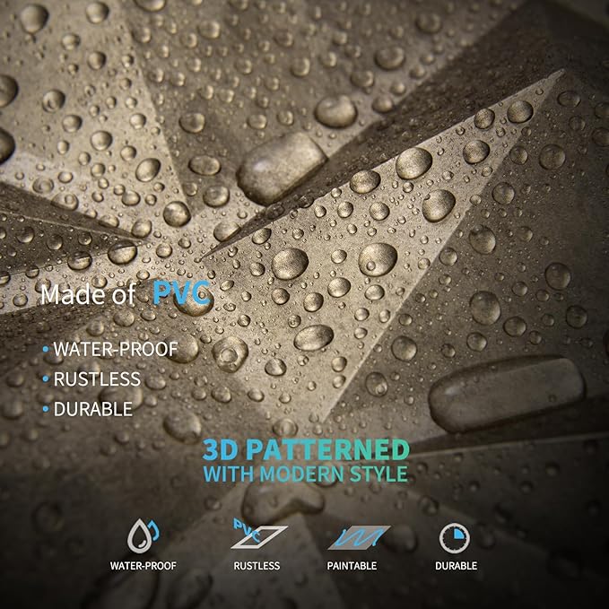 Art3d Textures 3D Wall Panels Antique Gold Diamond Design for Interior Wall Decor Pack of 12 Tiles 32 Sq Ft (PVC)