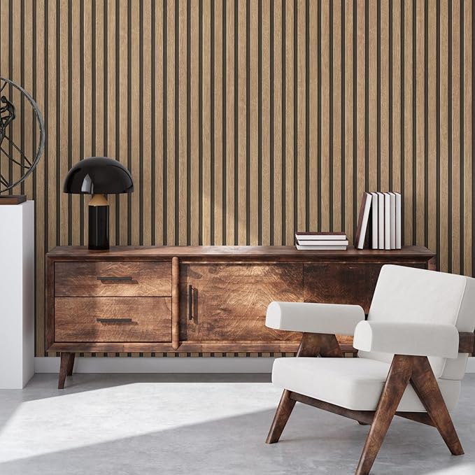 A.S. Création Wallpaper Wood Panels - Brown, Beige - Striped Wood Wallpaper 395.99in x 20.87in Made in Germany - 391091