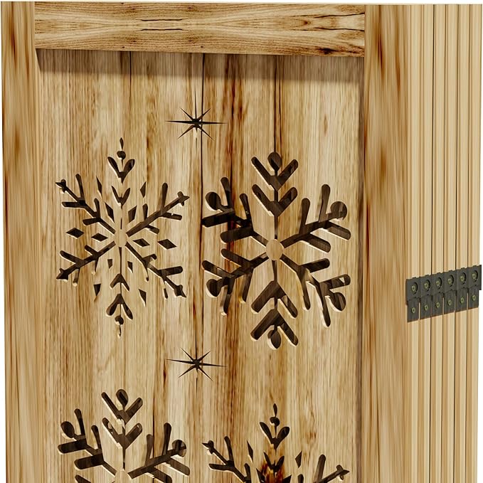 Casaphoria 6 Panels Room Divider, Folding Screen Room Divider with Snowflake Pattern for Home Office, Restaurant and Bedroom, Paulownia Wood, 95" W x 67" H (Natural)