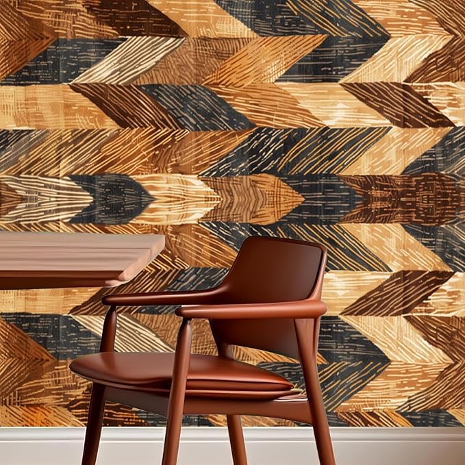 Nuxovilar Brown Geometric Diamond Textured Peel and Stick Wallpaper, 15.75"x39.37", Self-Adhesive Contact Paper, Retro Pattern for Bedroom, Living Room and Table Decor