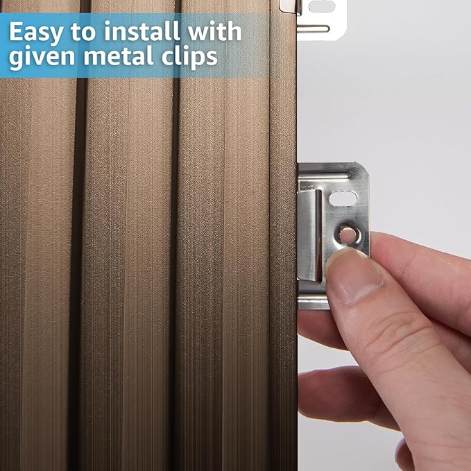 Art3d 8 Pack 104" x 6.7" Slat Wall Paneling, Glossy Metal Finish WPC 3D Wall Panels, 3D Panels for Interior Wall Decor, Living Room, Bedroom - Textured Brown