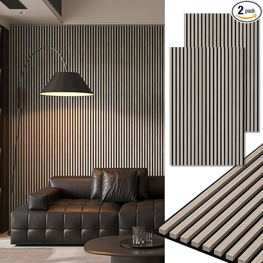 Art3d 2-Pack 48" x 24" Acoustic Wood Panels for Wall, Soundproof Wood Slat Panel for Wall and Ceiling, 3D Fluted Sound Absorbing Paneling for Interior Wall Decor, Living Room, Bedroom - Oak