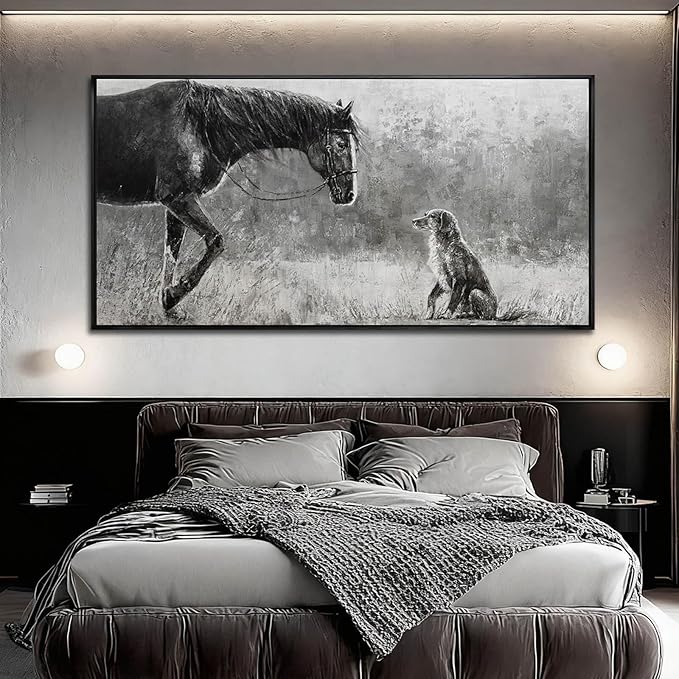 Animal Canvas Wall Art Vintage Print Pictures Farmhouse Wall Decor 29"x58" Bedroom Artwork for Over Bed Office Decorations