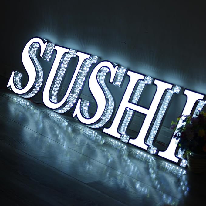 jimeiguang Custom Exterior LED Channel Letters 8 to 25 inches Tall Large Letter Bright Lighted Logo for Storefront Business Sign Building Signs (15 letters)