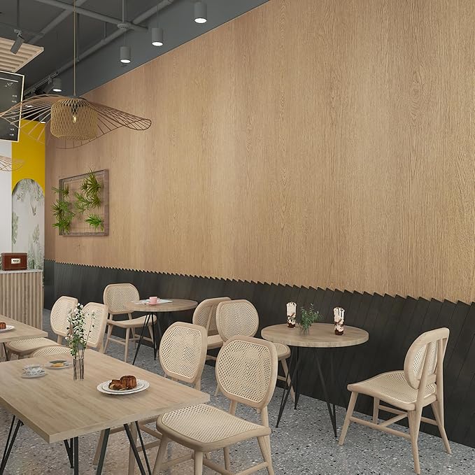 15.74“x354” Extra Thick Natural Wood Textured Wallpaper Stick and Peel Brown Wood Contact Paper for Countertops Waterproof Self Stick Wood Vinyl Wall Paper Roll for Kitchen Bedroom Bathroom