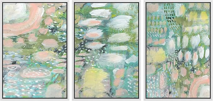 MUDECOR Framed Wall Art Print Set Vibrant Textured Abstract Multi-Colored Illustrations Modern Art Boho Decorative Colorful Chic for Living Room, Bedroom, Office - 24"x36"x3 White