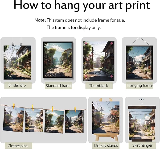 Luodroduo Japanese Wall Art Set of 6 Japan Rural Architecture Abstract Scenery Illustration Wall Decor Countryside Streets Canvas Art Poster for Living Room Bedroom Wall Art (D, 11"x14" UNFRAMED)