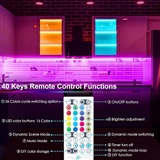 maylit Smart Under Cabinet Lights Plug in, 3 Pcs 12 Inch Ultra Thin Under Cabinet Lighting, Multicolor Under Counter Lights for Kitchen, Dimmable Mood Light for Cabinet, Counter, Workbench