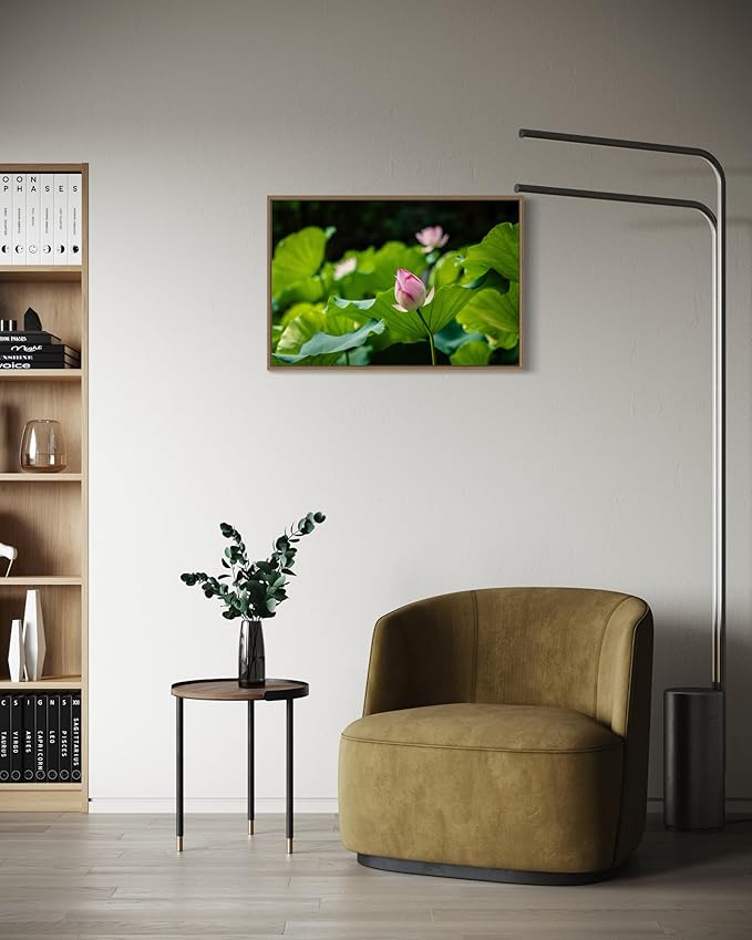 Oriental Beauty: Stunning Feng Shui Landscape Wall Art Prints for Home Decor in 3 Sizes (Serenity in Bloom: Pink Lotus Bud Amidst Green, 24" x 36")