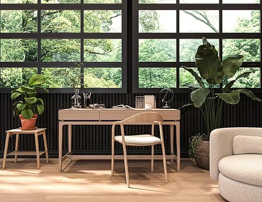 106” x 12.6” Soundproof Acoustic Wood Wall Panels, 3D Slat Paneling, Decorative Panels for Walls and Ceilings, Acoustic Panels for Interior Design (Set of 20) (Jet Black)