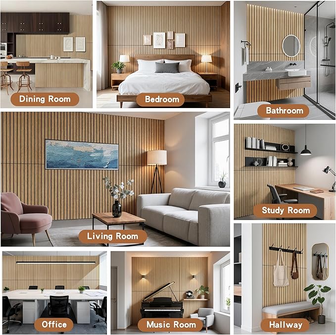 10 Pack Soundproof Wall Panels,Decorative Noise Dampening Panels,Sound Panels with Simulated Wood Grain Finish, 47.2”x23.6”,for Office,Home Theater,Studio,Living Room, Teak