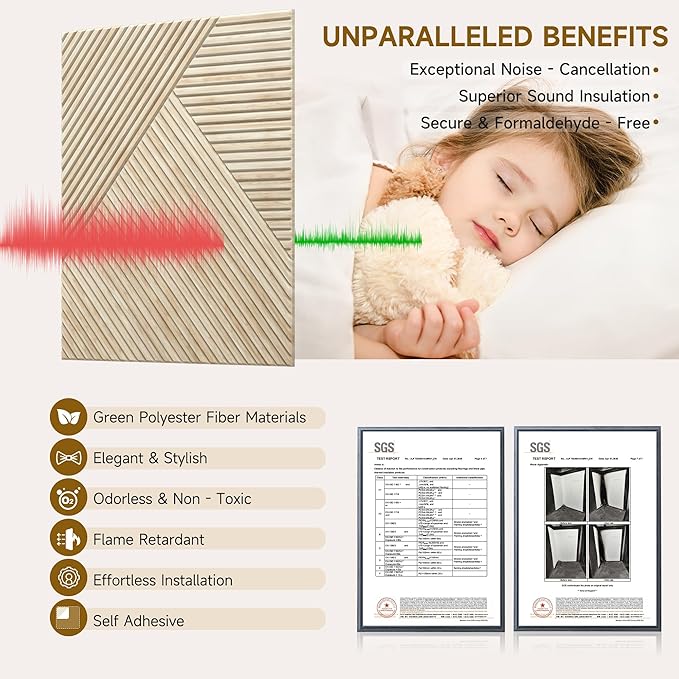 Acoustic Wall Panels,6 Pack Total Size 72 x 48 Inches,Self-Adhesive Decorative Acoustic Panels for Wall and ceiling,3D UV Printing with Wood Look,Rustic Oak