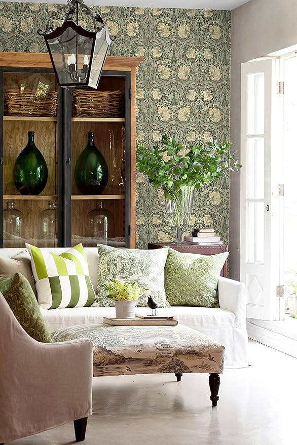 NextWall Pimpernel Floral Peel and Stick Wallpaper (Gardenia & Sage)