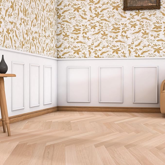 COUKIU Pre-Cut 6 Set Peel and Stick Wall Molding Trim Kit, 16" x24" Premade Wainscoting Panels, Self Adhesive Moulding Panel for Interior Walls Picture Frame