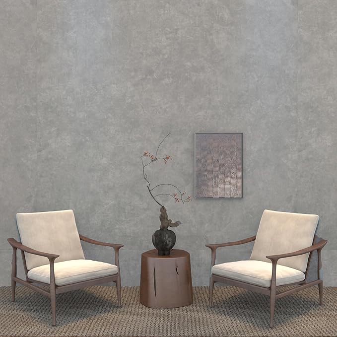 JSEVEM 31"×157" Air Guide Design Extra Wide Thick Light Grey Concrete Wallpaper Peel and Stick Industrial Gray Concrete Contact Paper Vinyl Glossy Textured Adhesive Cement Sticker for Bedroom Walls