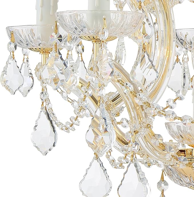 Maria Theresa 6 Light Clear Italian Crystal Gold Chandelier