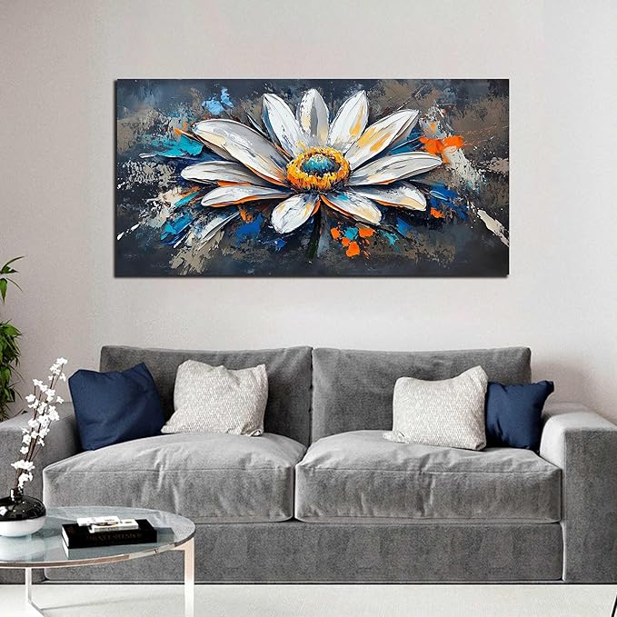 AOZEMI Colorful Wall Art Flower Canvas Wall Decor Print Artwork White Picture Art for Living Room Bedroom 24"x 48"