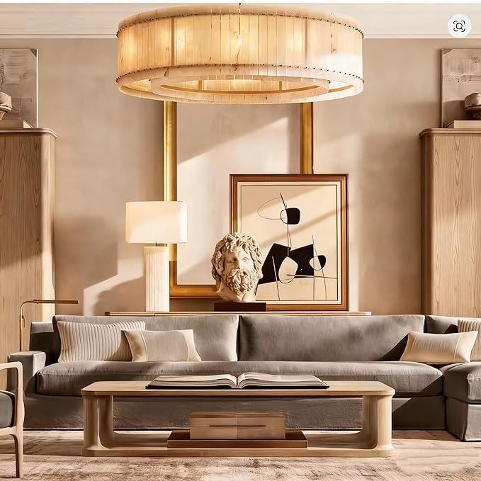 37" Round Alabaster Chandelier, Modern Dining Room Chandeliers with Adjust Height, 8-Light Marble Hanging Pendant Dining Light Fixture for Kitchen Island, Living Room, Bedroom, Foyer, Entryway