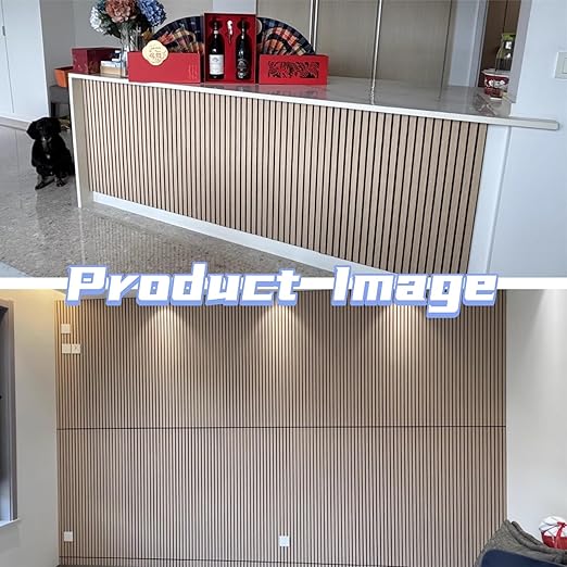 Modern Wood Slat Wall Panels, Peel and Stick Acoustic Panels, Self-Adhesive Wall Covering, Natural Wood Finish 8 Pack (Oak)