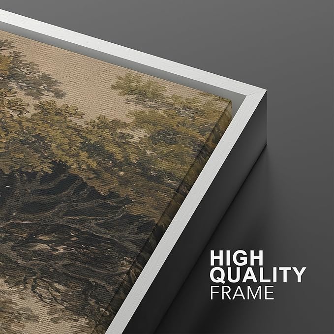 MUDECOR Framed Wall Art Print Set Vintage Landscape Rustic Tree and Mountain View Illustrations Decorative Colorful for Living Room, Bedroom, Office - 16"x24"x3 White