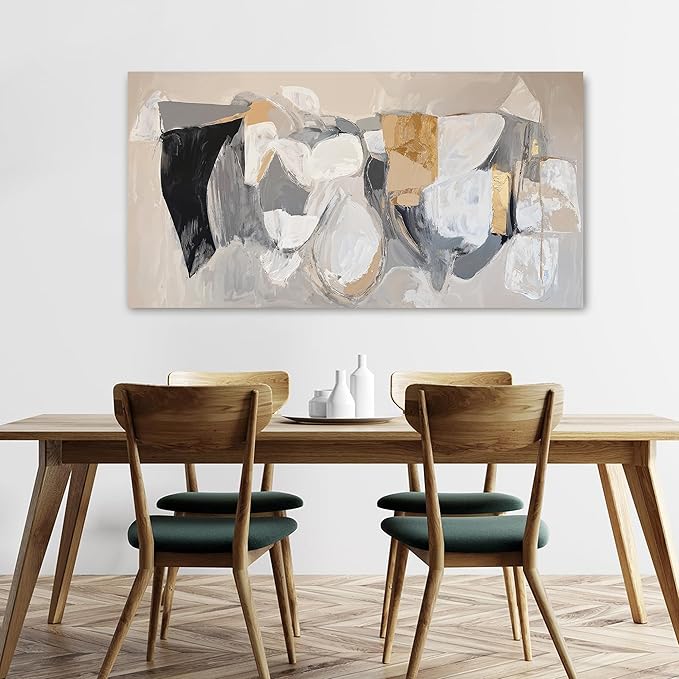 Abstract Canvas Wall Art Decor Black Large Wall Art Decor for Living Room Gray Gold Modern Abstract Graffiti Art Wall Canvas Art Poster Print Wall Pictures for Bedroom Office Decor 24" X 48"