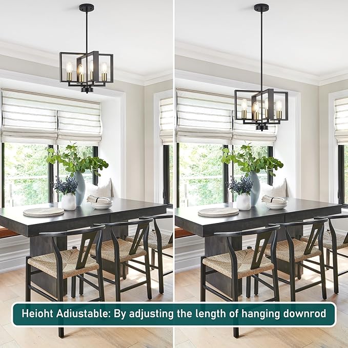 16 '' Antique Spray Farmhouse Gold Chandelier, 4-Light Modern Rustic Lighting Fixture Modern Industrial Ceiling Light for Dining Room, Foyer, Living Room, Kitchen Island, Entryway