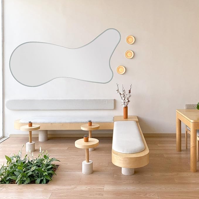 BST FURNH Design Unique Whales Shape Mirrors 47X23 Inch Full Length Wall Mounted MirrorTall Mirror Body Floor Dressing Frameless for Bedroom Bathroom Irregular