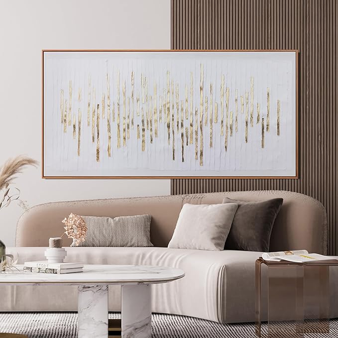 Canvas Wall Art Decor Abstract Canvas Art Wall Decor Large Wall Art for Living Rroom Modern Abstract Wall Art Prints White Gold Wall Art Decorations Artwork for Walls Bedroom Office Decor 29" x 58"