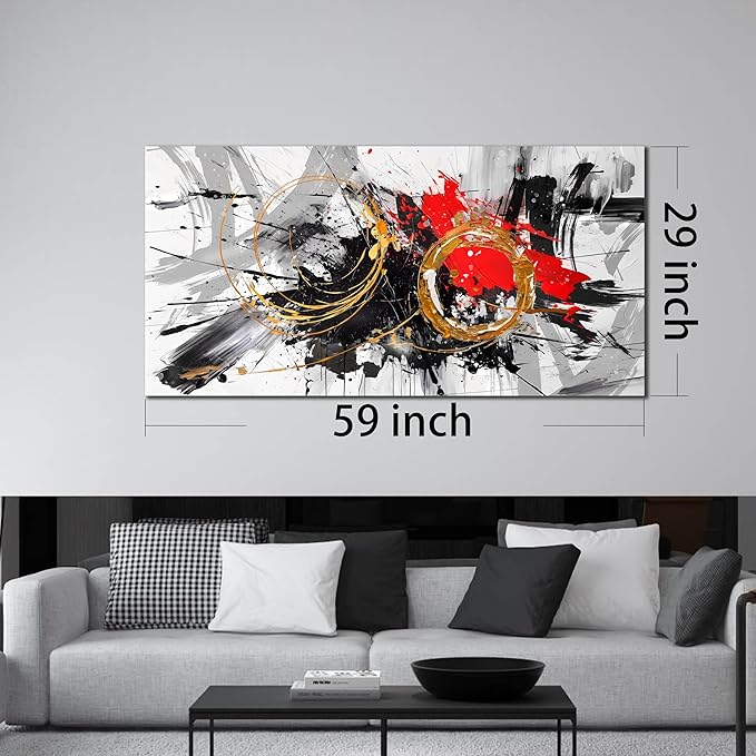 CIRABKY Black and White Wall Art Large Abstract Art Wall Decor Living Room Wall Art Bedroom Office Artwork Pictures Size 29" x 59"