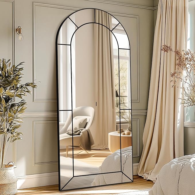 Wall Mirror,Full Length Floor, Window Pane for Living Room Decor, Decorative Wall Art, Large Wall for Bedroom, Hallway, Living Room Arch-65"X28"