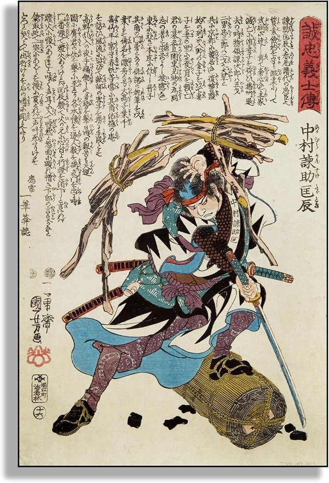 OKRA Utagawa Kuniyoshi Canvas Wall Art Kansuke Nakamura Poses Poster Japanese Ukiyo-E Woodcut Art Animal Nature Landscape Poster Japanese Classic Wall Decor Unframed 12×18in/30×45cm