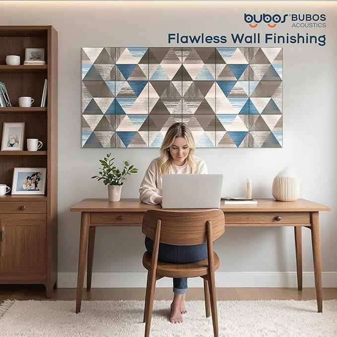 BUBOS 18 Pack Art Acoustic Panels Soundproof Wall Panel,11.8X11.8 Inches Sound Absorbing Panel,Self-Adhesive Decorative Acoustical Wall Panels, Acoustic Treatment for Home Office（Infinite Loop）