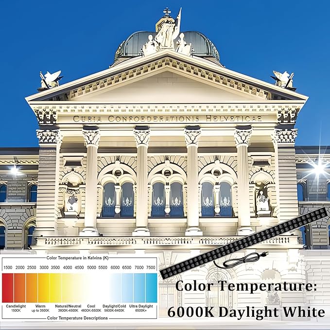 72W LED Wall Washer Light Bar, 9500LM Super Bright, IP67 Waterproof Outdoor Lighting for Landscape, Yard, Garden (40in, 6000K Daylight)