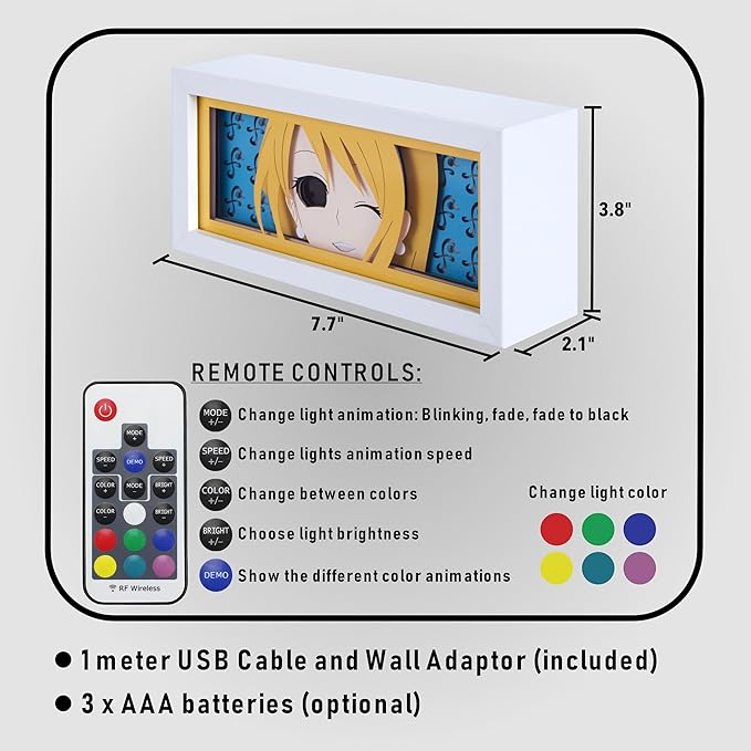 Anime LED Light Box, Manga Shadow Box Frame, Anime Paper Cut, Table Lamp for Anime Enthusiasts, RGB Multi Color Light, Night Light for Room Decor, Unique Anime Desk Decor (Nami)