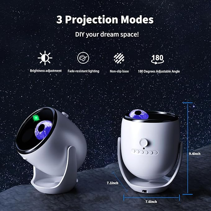 3D Projector ,Galaxy Light Projector & Home Planetarium Projector, Astronaut Galaxy Projector Nightlight with 90 Scenes, 200 Dynamic Effects & Optical Lenses for Starry Sky Room Decor