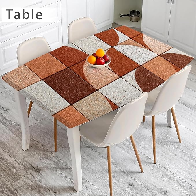 Nuxovilar Terracotta Checkered Tile Textured Peel and Stick Wallpaper, 15.75"x39.37", Self-Adhesive Contact Paper, Retro Plaid Style for Bedroom, Living Room and Table Decor