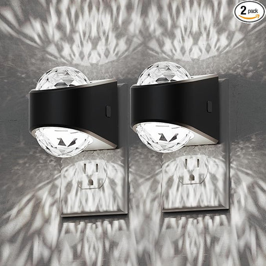 L LOHAS LED Night Lights Plug into Wall 2 Pack,Night Light for Kids with Dusk to Dawn Sensor,5000K Daylight White Projector Light for Kids Playroom Home Theater Party