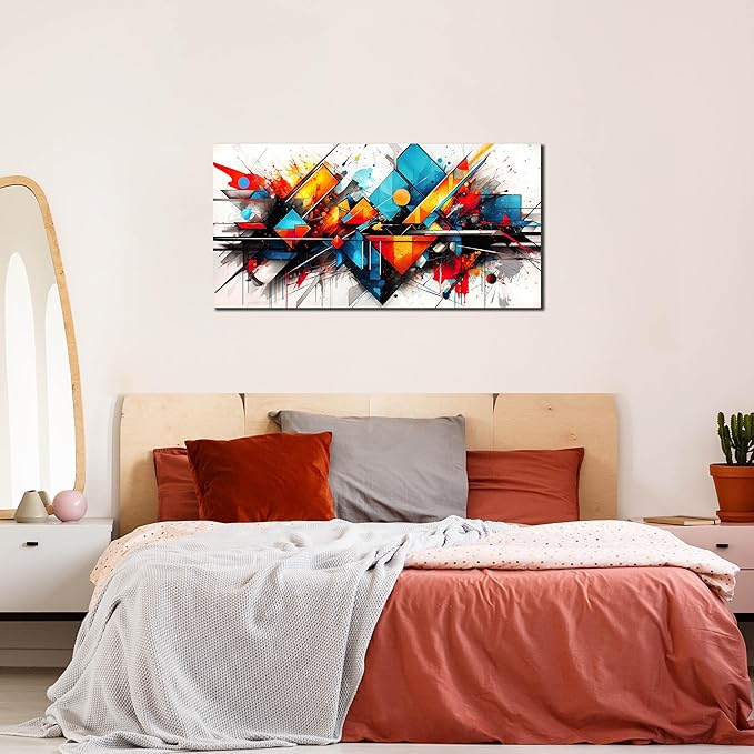 CIRABKY Abstract Pictures for Living Room Wall Decoration - Colorful Room Wall Decor for Bedroom - Modern Office Wall Art Size 20" x 40"