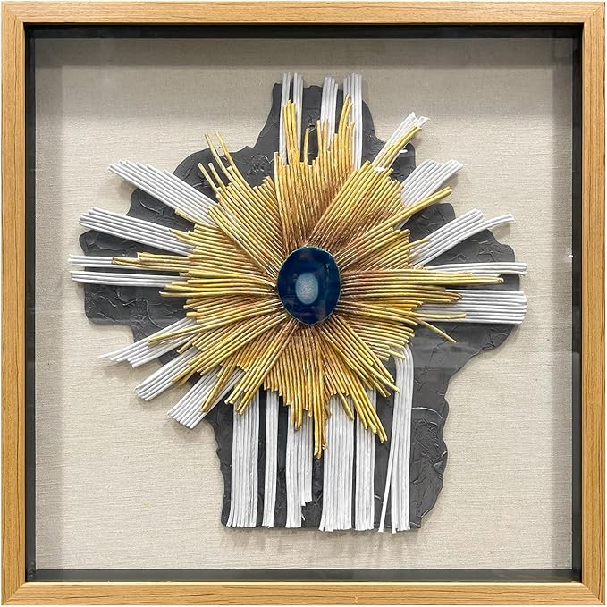 LIUZEYUE - Handmade paper art, artificial gemstone piece 3D mural living room modern wall decoration 43.3"x43.3"