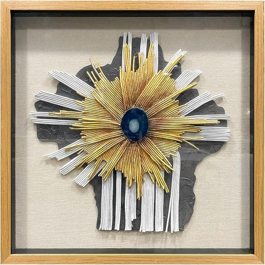 LIUZEYUE - Handmade paper art, artificial gemstone piece 3D mural living room modern wall decoration 43.3"x43.3"