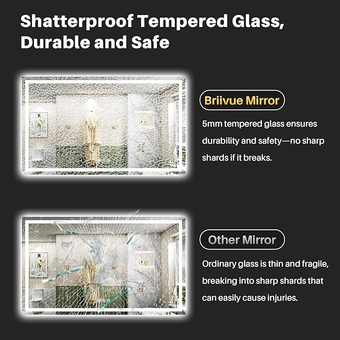 68"x36" LED Bathroom Mirror with Lights, Backlit & Front Lit, Lighted Wall Mirrors for Bathroom Vanity, Touch Screen Dimmable, Anti-Fog, Memory Function, HD Tempered Glass, Shatter-Proof, ETL Listed