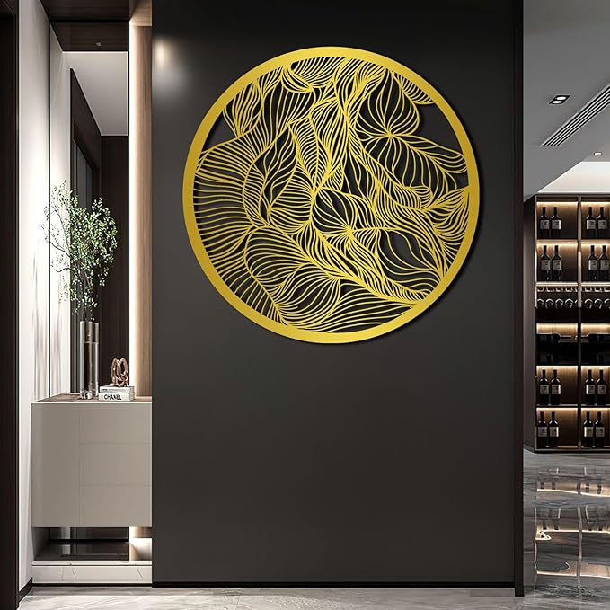 Abstract Lines Metal Wall Decor, Round Metal Wall Art, Line Art Wall Decor, Metal Abstract Wall Art, Metal Irregular Wall Hanging, Geometric Art, Metal Wall Art for Living Room (White, 39"x39"/100x100cm, metal wall art)