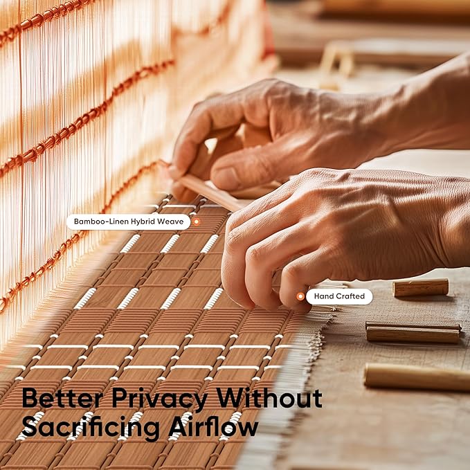 JOSTYLE 6 Panel Folding Privacy Screens 6ft Bamboo Freestanding Room Dividers, 70.9" H x 118" W