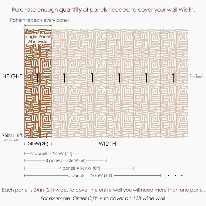 Minimalist Lines Wallpaper | Removable Self Adhesive Brown Boho Wallpaper | Geometrical Abstract Lines Peel and Stick Wallpaper (1 roll 24" W x 108" H)