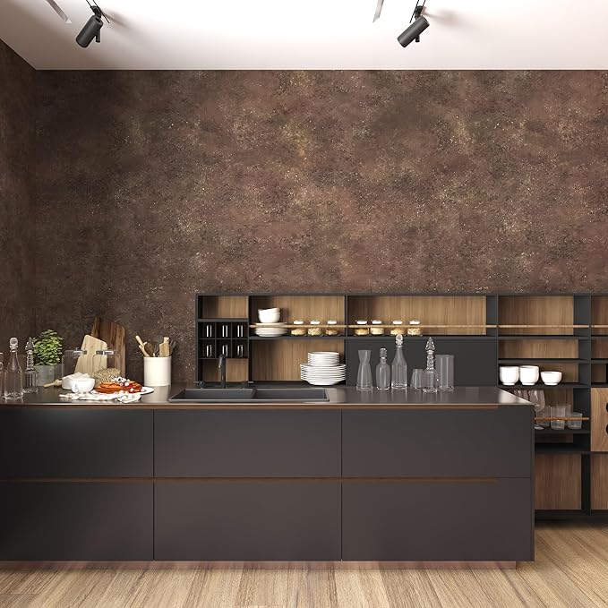 48x78in Extra Wide Concrete Wallpaper Peel and Stick Retro Brick Red Granite Countertop Contact Paper Brown Rock Wall Paper Matte Thicken Bubble-Free Design Waterproof Self-Adhesive Vinyl Wall Sticker