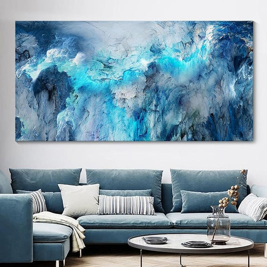 Mofutinpo Blue Canvas Wall Art Modern Abstract Wall Decor for Living Room Contemporary Pictures for Bedroom Wall Decor Artwork for Walls Dinning Room Decoration Wall Navy Blue Office Decor20×40IN
